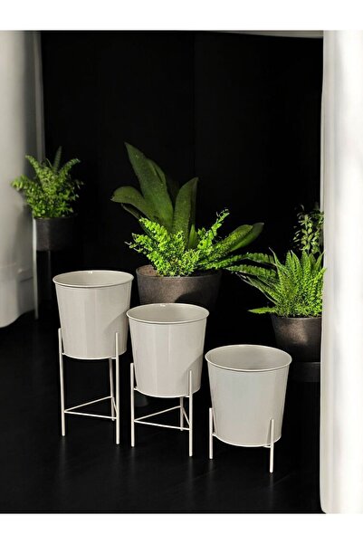 metalshop 3 Boy Ayaklı Çiçek Ve Bitki Saksısı 22 CM Çap