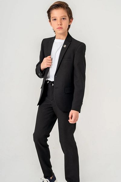 DUBAİ ÇOCUK Boy's Linen Look Seersucker Suit – Relaxed Fit with Elastic Waist