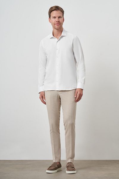 Morven Men's Off-White Slim Fit Italian Collar Shirt
