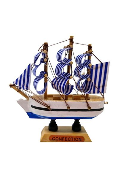 OEM Wooden Ship on Pedestal, 10x10x3 cm