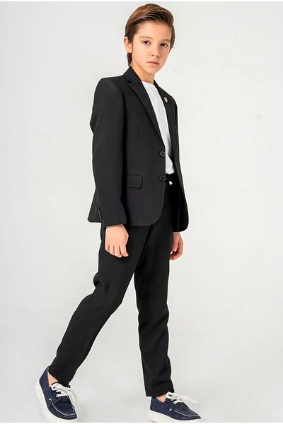 DUBAİ ÇOCUK Boy's Linen Look Seersucker Suit – Relaxed Fit with Elastic Waist