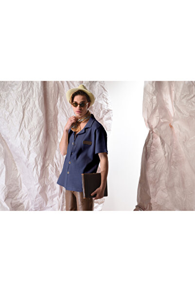 PROLET Cămașă pentru bărbați cu textura waffle cu detaliu Roba din spate din ...