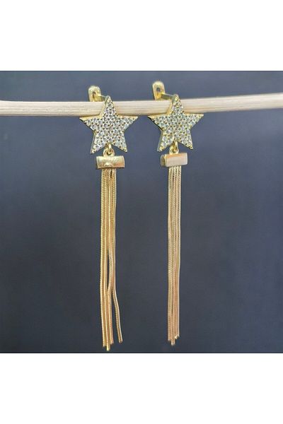 argint 925 Long star earrings