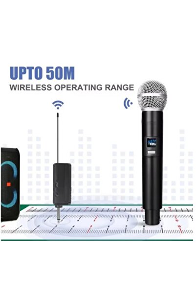 Vothoon Profesyonel Çiftli Kablosuz Mikrofon Seti Karaoke Şarj Edilebilir 50 Metre Mesafe