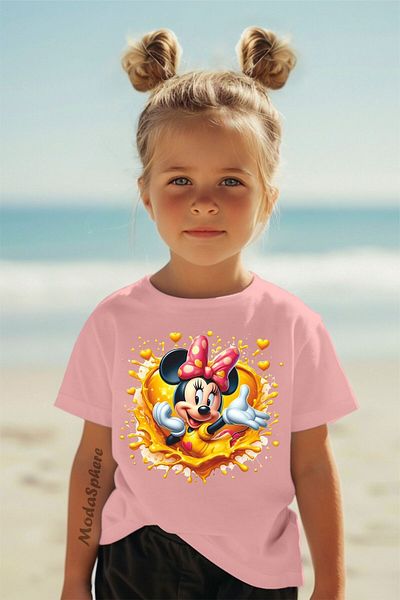 ModaSphere Minne Mouse Printed Short Sleeve Kids T-Shirt
