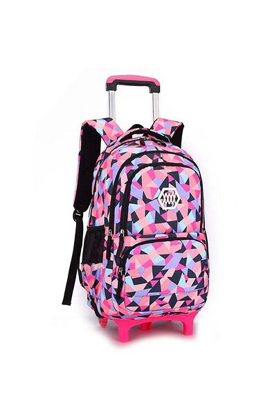 huitich Colorful Geometric School Bag with Wheels