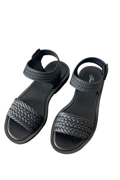 huitich Black Braided Strap Fashion Sandals 36-37