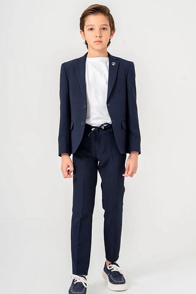 DUBAİ ÇOCUK Boy's Linen Look Seersucker Suit – Relaxed Fit with Elastic Waist