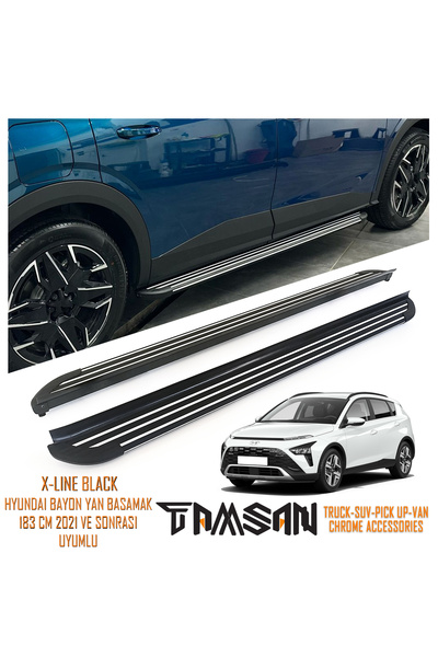 TAMSAN HYUNDAI BAYON X-LINE MODEL YAN BASAMAK SIYAH 183 CM 2021-2024 UYUMLU