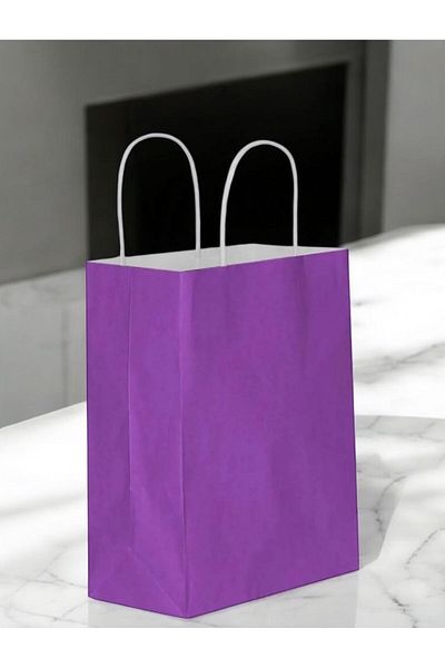 Happyland Purple Cardboard Bag Small Size Twist Handle 25 Pieces 19X8X24 cm