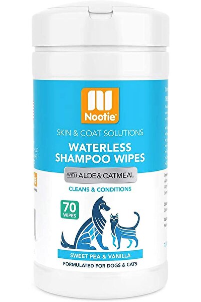 Nootie مناديل شامبو بدون ماء برائحة البازلاء الحلوة والفانيليا، 70 منديلًا