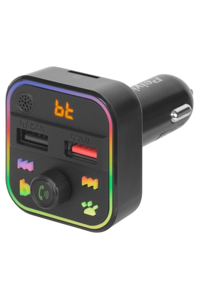 Lechpol Bluetooth 5.3 FM трансмитер с усилване на басите, двоен USB и MicroSD