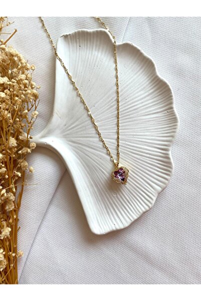 saren aksesuar & takı kalpli taşlı kadın kolye