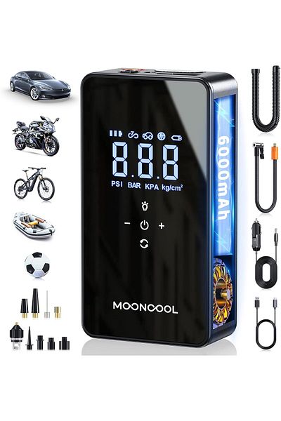 CEDA HOME Pompa Aer Multifunctionala Electrica Inteligenta 12V, 6000mAh Baterie, Oprire automata, Power Bank