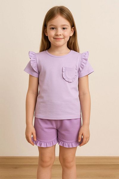 My Hanne Girls' Shorts Suit with Ruffle Pockets 50657