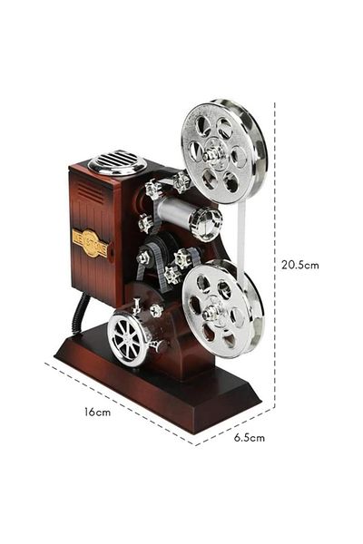 Depox Retro film projector music box, 20x6x16 plastic, brown