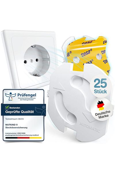 CEDA HOME Set of 20 socket protectors with adhesive, CEDA HOME®, anti-electric shock for children, with twist mechanism