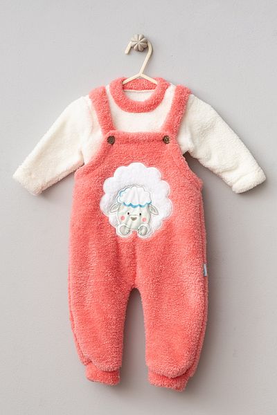 Teddy Pie Cute Lamb Patterned Wellsoft Salopet Jumpsuit