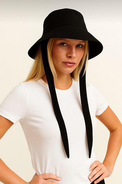 BAHELS Black Tie Detailed Bucket Hat