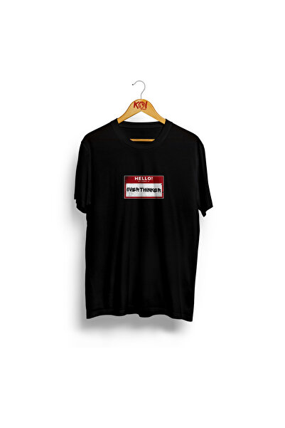 Butik Γεια, το όνομά μου είναι Overthinker / Ανδρικό μπλουζάκι σε μαύρο χρώμα...