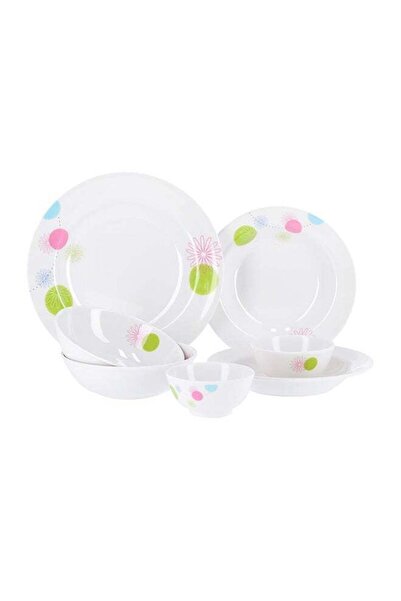 ROYALFORD طقم عشاء ميلامين 20 قطعة متعدد الألوان بتصميمات متنوعة أبيض 10 بوصة