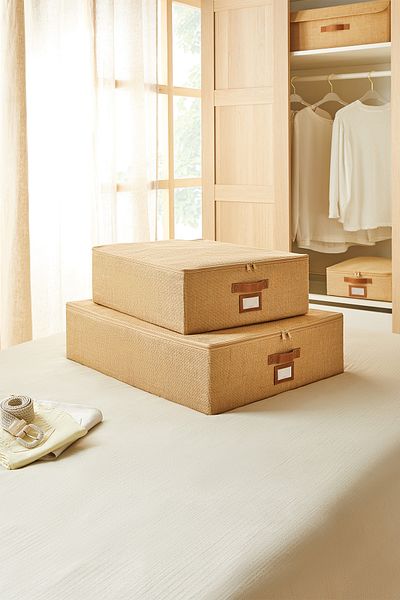 Ocean Home Textile 2 τεμάχια ιουτέ Βάση κάτω από τη βαλίτσα Organizer Κουτί στήριξης 45x55x18 + 55x70x18