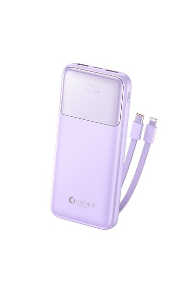 Cellara CELLARA VERSA PRO COLLECTION EXTERNAL BATTERY CAPACITY 10000 MAH PD 22.5W WITH TYPE C/LIGHTNING CABLE -