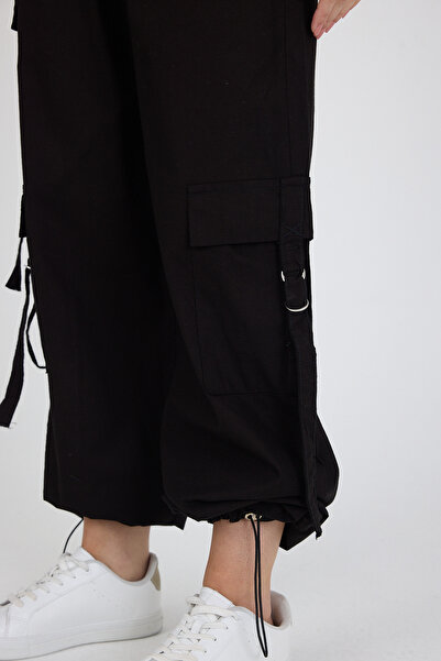 Rodi Elastic Waist 3 Pocket Buckle 100% Cotton Cargo Pocket Women's Trousers 1447