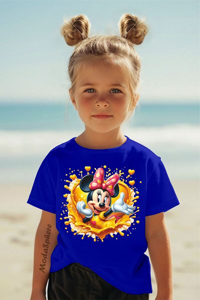 ModaSphere Minne Mouse Printed Short Sleeve Kids T-Shirt