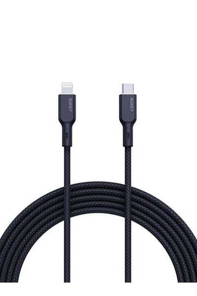 AUKEY Braided Nylon Sync & Charge MFI Cable USB-C To Lightning 1.8M NCL2 Black