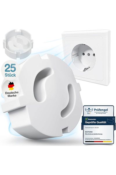 CEDA HOME Set of 25 CEDA HOME socket protectors, plastic, white, 3.5 x 3.5 x 1.5 cm