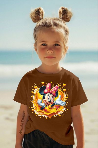 ModaSphere Minne Mouse Printed Short Sleeve Kids T-Shirt