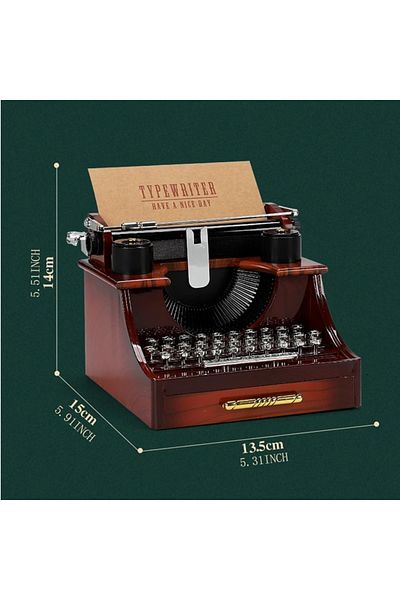 Depox Typewriter music box, plastic, 14×15×13 cm, brown