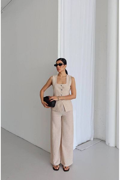 Haticepalas Vest Pants Linen Suit