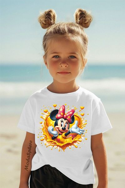 ModaSphere Minne Mouse Printed Short Sleeve Kids T-Shirt