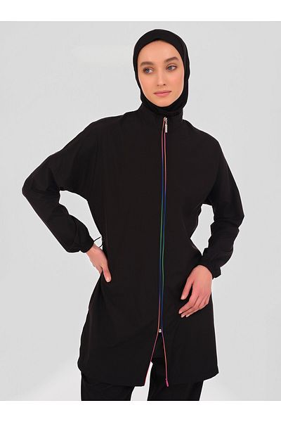 ALFASA Μαγιό Panama Hijab με σχέδιο στην πλάτη - Μαύρο -