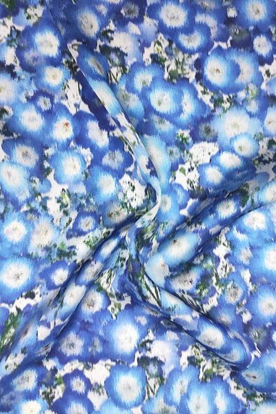SARDO KUMAŞ Floral Patterned Digital Printed Chiffon Satin Fabric / Width 1.50 cm - Dress, Curtain and Cushion