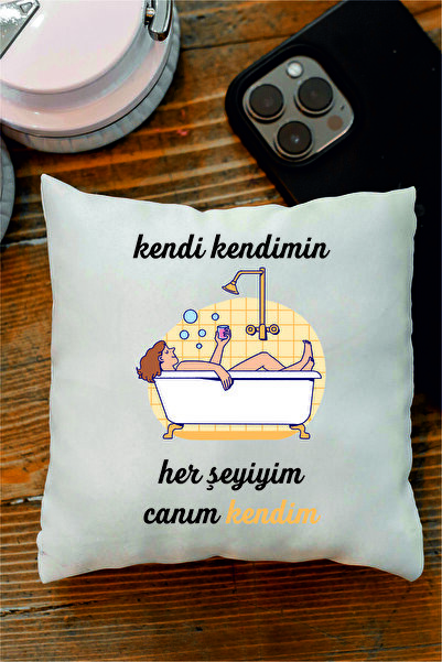 Teknograf Pernă Motivational cu design de cadă de baie „My Dear Self” - Decor de birou de 15 cm