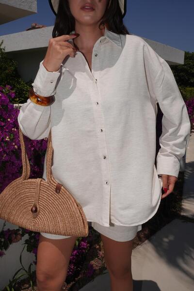 minaaise Women's Natur Cotton Fabric Shirt and Shorts Bottom/Top Set 29293