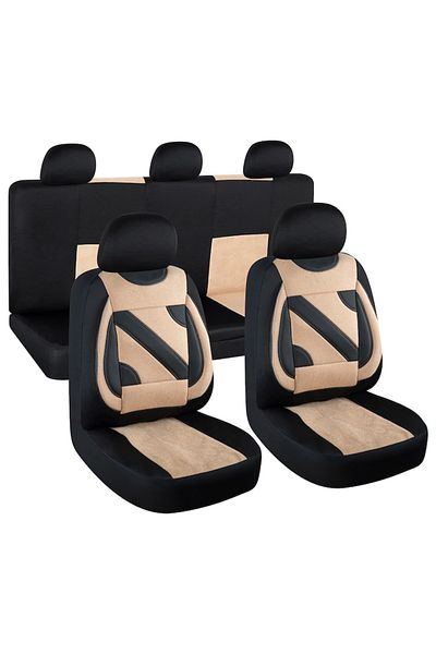 SMARTIC Huse scaune auto, Nero, 11 piese, compatibile airbag, usor de curatat, material respirabil