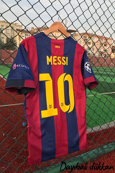 DAYIBALI DÜKKAN Dayibali Messi 2014/15 Burgundy Blue Short Sleeve Champions League Nostalgia Jersey