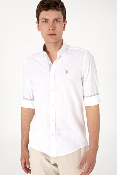 U.S. Polo Assn. U.s. Polo Assn. Erkek Beyaz Uzun Kollu Slim Fit %100 Pamuk Gömlek 2106636