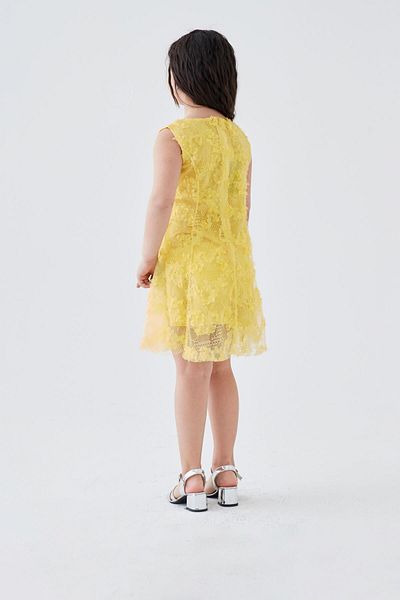 Modaviki Girls Flower Detail Lace Evening Dress Yellow Kvc966
