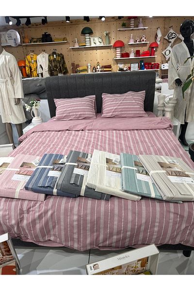 Bayev The Time Purple Color Striped Modern Double Duvet Cover Set