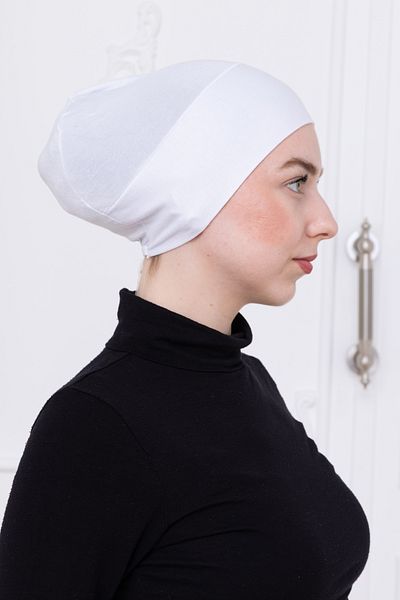 Loggia Snap-On White Bonnet Front Seamless Non-Slip Elastic Women's Hijab Practical Snap-On Underwear Bonnet