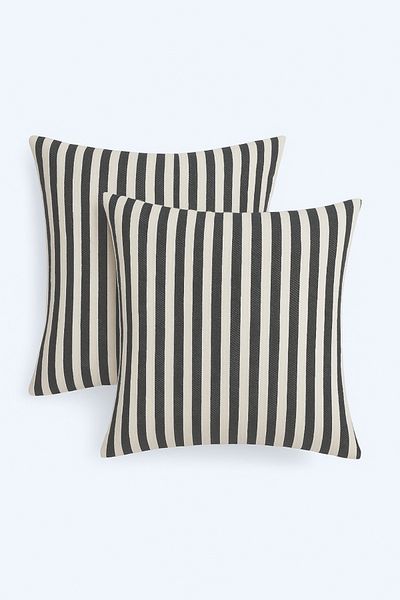 KAMİZ Striped Cotton Linen 2-Piece Throw Pillow Cover