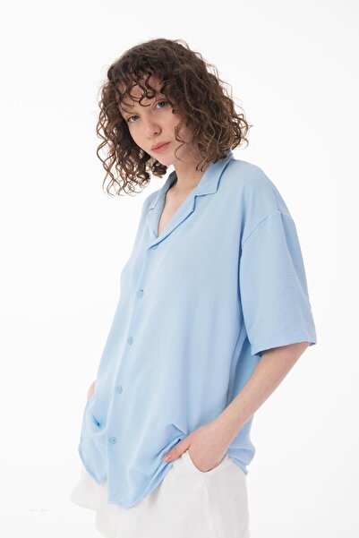 Rocqerx R-3737 Cămașă Ayrobin cu mânecă scurtă, cu guler oversize, ușoară