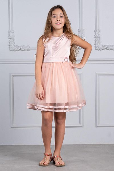 Modaviki Girls Satin and Tulle Evening Dress Powder Kvc996