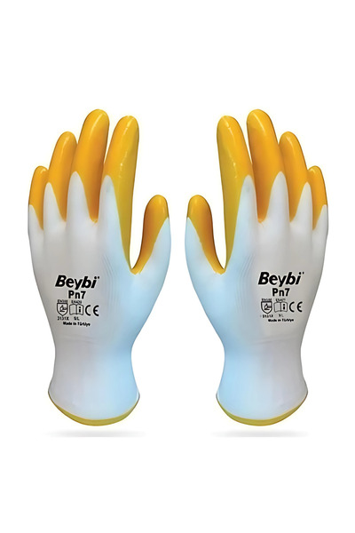 Beybi Pn7 Polyester Knitted Semi-Nitrile Work Gloves 5 Pairs