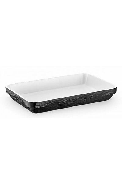 Raki Deep melamine rectangular serving platter RAKI OIL BICOLOR BLACK 24x35 6x5 2cm